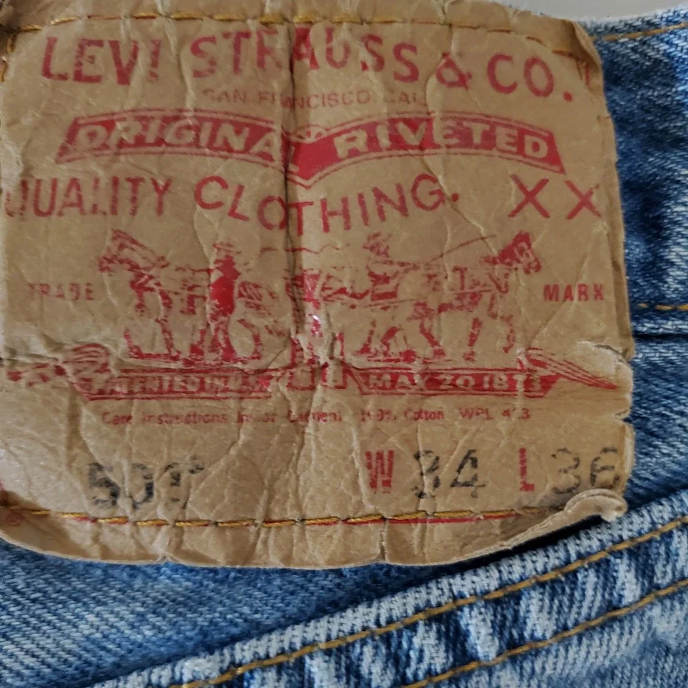 Levi Strauss 501 Jeans Mens W34 L36 Button Fly Light Wash‎ Denim
